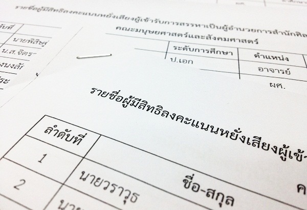 ประกาศรายชื่อผู้มิสิทธิลงคะแนนหยั่งเสียงผู้เข้ารับการสรรหาเป็นผู้อำนวยการสำนักศิลปะและวัฒนธรรม